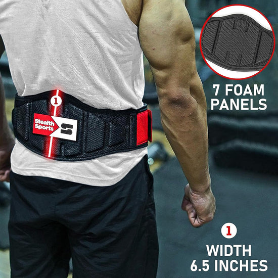 Weight Lifting Belt – 6.5” Back Support Padded Workout Belt Auto Lock Buckle – Neoprene Gym Belt Men Women – Fitness Bodybuilding Training Deadlift Squats Weightlifting Belt