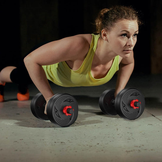 8 in 1  Adjustable Dumbbells Weights Set, Weight Set Used as Dumbbell, Two-Handle Kettlebell, Macebell, Push up Stand, Barbell, Kettlebell, Roller Wheel for Home Gym Training