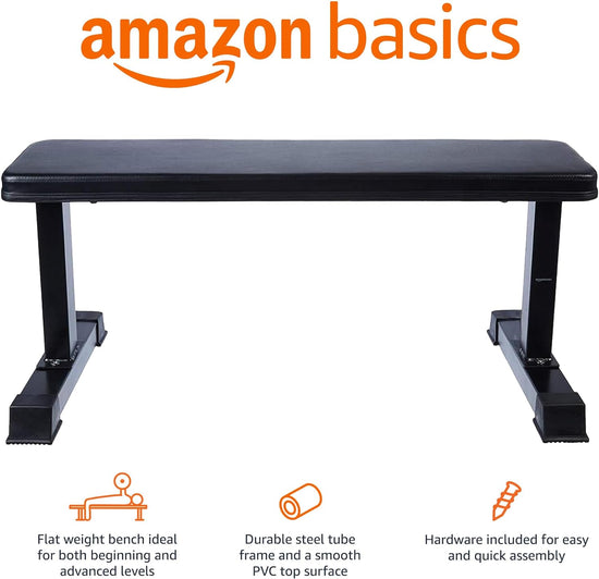 Amazon Basics Flat Weight Workout Exercise Bench, Black