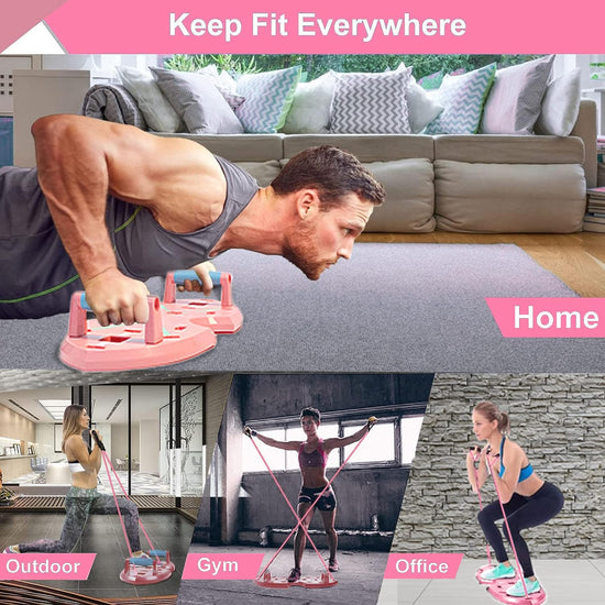 Push up Board, Portable Home Workout Equipment for Women & Men, Core Sliders for Body Toning & Strength Training - Premium Pink Edition