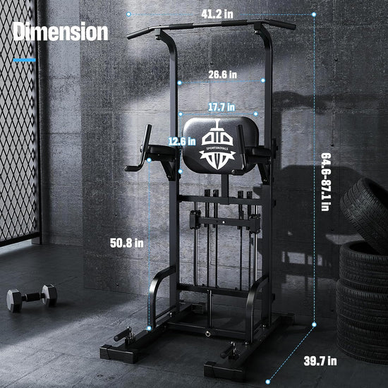 Power Tower Pull up Dip Station Multi-Function Home Gym Strength Training Fitness Equipment 440LBS