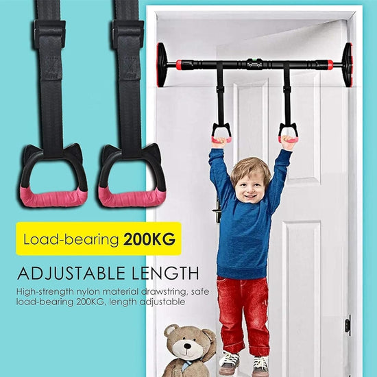 Gymnastic Rings with Straps Exercise Strength Training Equipment Pull up Rings Fitness Children Trapeze Bar Pull up Gym Rings Kids Home Exercise (Safe Load-Bearing 150KG)