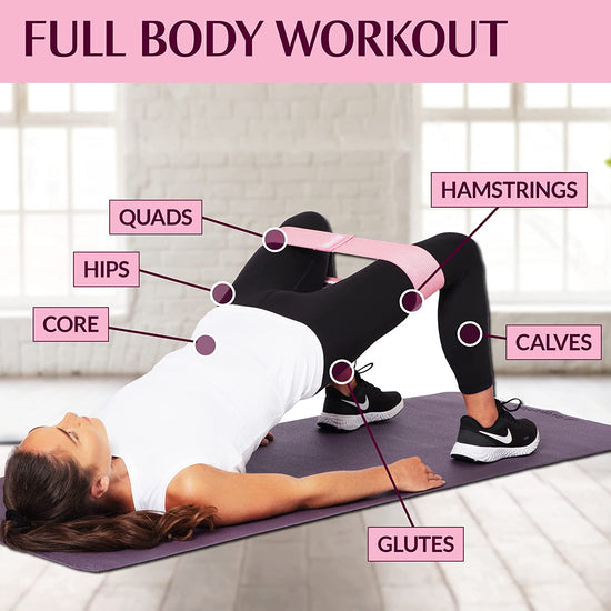 GYMB Resistance Band Set - Non Slip Cloth Exercise Bands to Workout Glutes, Thighs & Legs - Includes Booty Band Training Videos for Gym & Home Fitness, Yoga, Pilates for Men/Women - 3 Levels