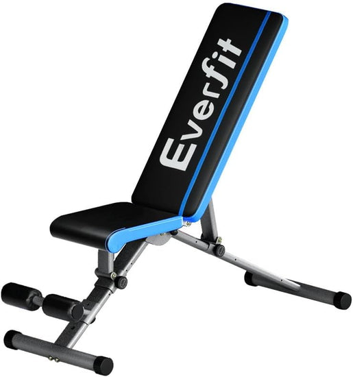Weight Bench Multi Station Press Barbell Home Gym FID Chair Flat Incline Decline Toning Exercise Equipment Military Row Leg Extension Preacher Curl 330Kg Weight Capacity Blue