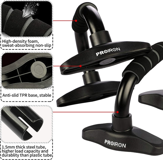 Push up Bar Stands, Push up Handles with Non Slip Foam Grip for Chest Press, Home Gym Fitness Exercise, Strength Training (1 Pair Black)