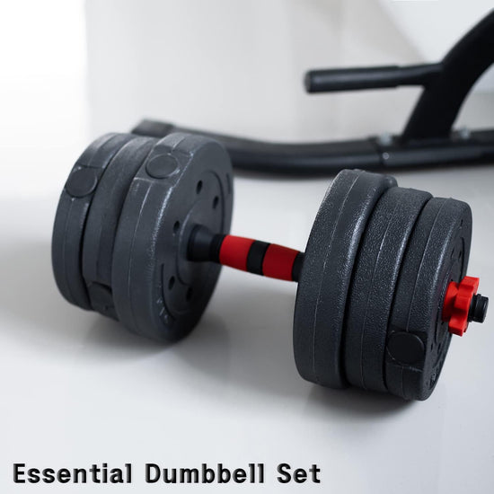 Meteor Essential Barbell Set - Entry Level Dumbbell Set Home Gym Dumbbell Weightlifting Weight Plates Dumbbell Barbell