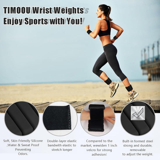 Adjustable Silicone Weighted Bracelet Wrist & Ankle Weights Bangles, Set of 2(1Lb Each) for Women and Men - Home Gym Workout, Walking, Running, Pilates, Yoga, and Strength Training