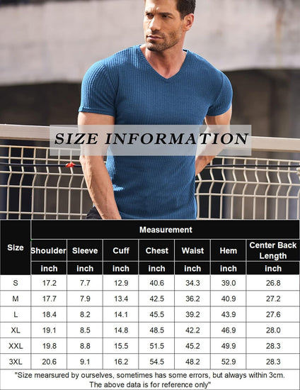 Men'S Muscle T Shirts Stretch Short Sleeve V Neck Bodybuilding Workout Tee Shirts