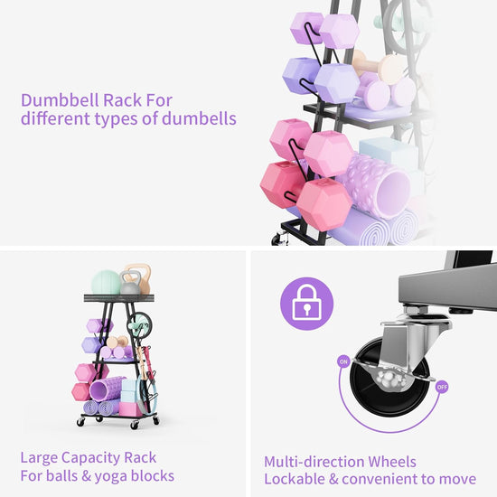 Dumbbell Rack, Weight Rack for Dumbbells, Compact A-Frame Home Gym Space Saver, Home Gym Storage Rack for Yoga Mat Kettlebells and Strength Training Equipment, Weight Storage Holder Rack For