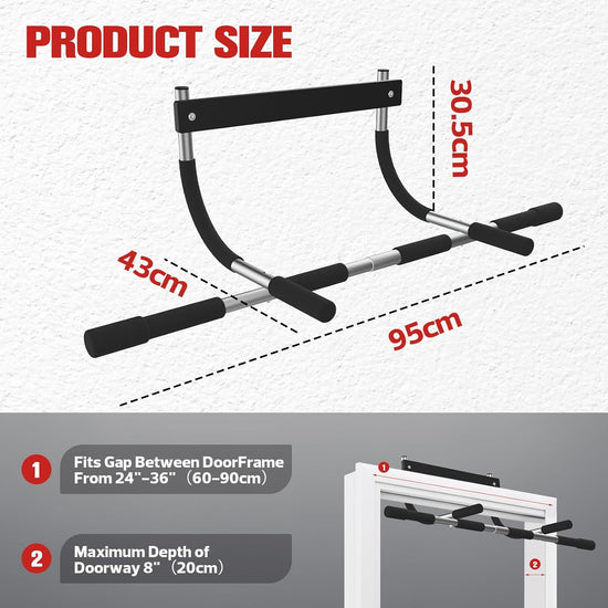 Pull-Up Bar Doorway Portable Chin-Up Bar Home Fitness Bar Upper Body Fitness Workout for Indoor Home Gyms Max Load 150Kg Black