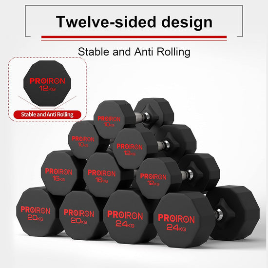 Rubber Dumbbells Pure Steel Dumbbell, Friction Welding(Compact and Never Loose) Weights Set Men Women Home Gym 3Kg 5Kg 8Kg 10Kg 12Kg 16Kg 20Kg 24Kg Fitness Training Exercise Body Strength Lifting Equipment (Pair or Single)