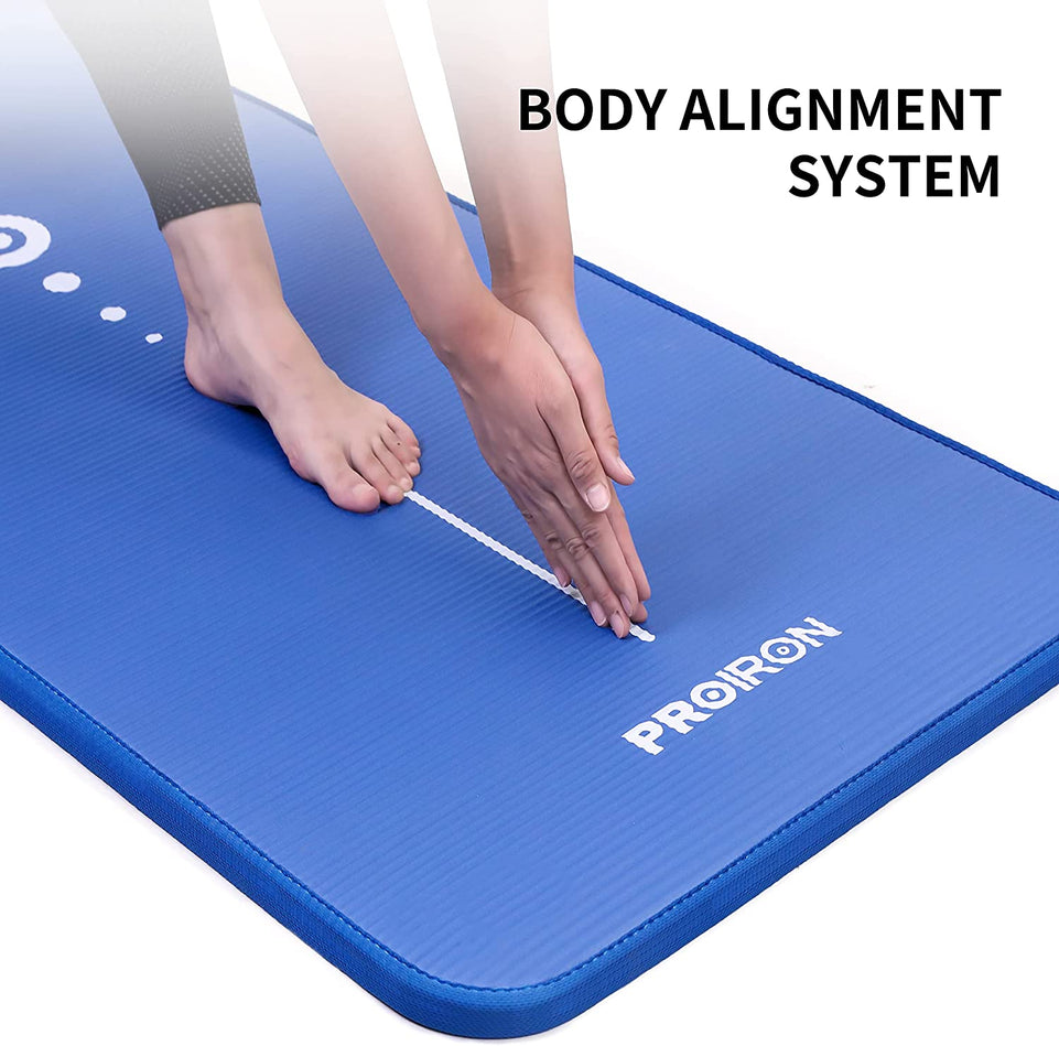 Yoga Mat Eco Friendly NBR All-Purpose 10Mm Thick Non-Slip Exercise Mat High Density Anti-Tear Pilates Mat with Carrying Strap for Yoga Pilates and Gymnastics - 183Cm X 66Cm X 1Cm - 4 Colours(Only Official Brand : )