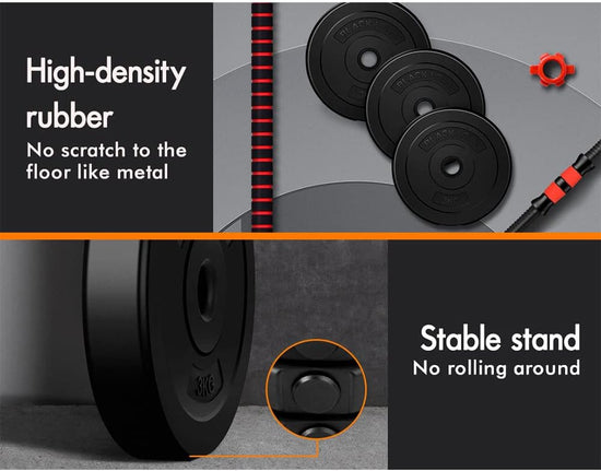 40KG Dumbbell Barbell Set 4-In-1 Standard Weight Plates with Connecting Rod Exercise & Fitness Equipment for Home Gym Body Workouts Strength Training