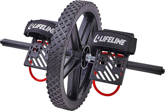 Power Wheel for at Home Full Body Functional Fitness Strength Including Abs & Core, Lower Body and Upper Body with Foot Straps for More Workout Options