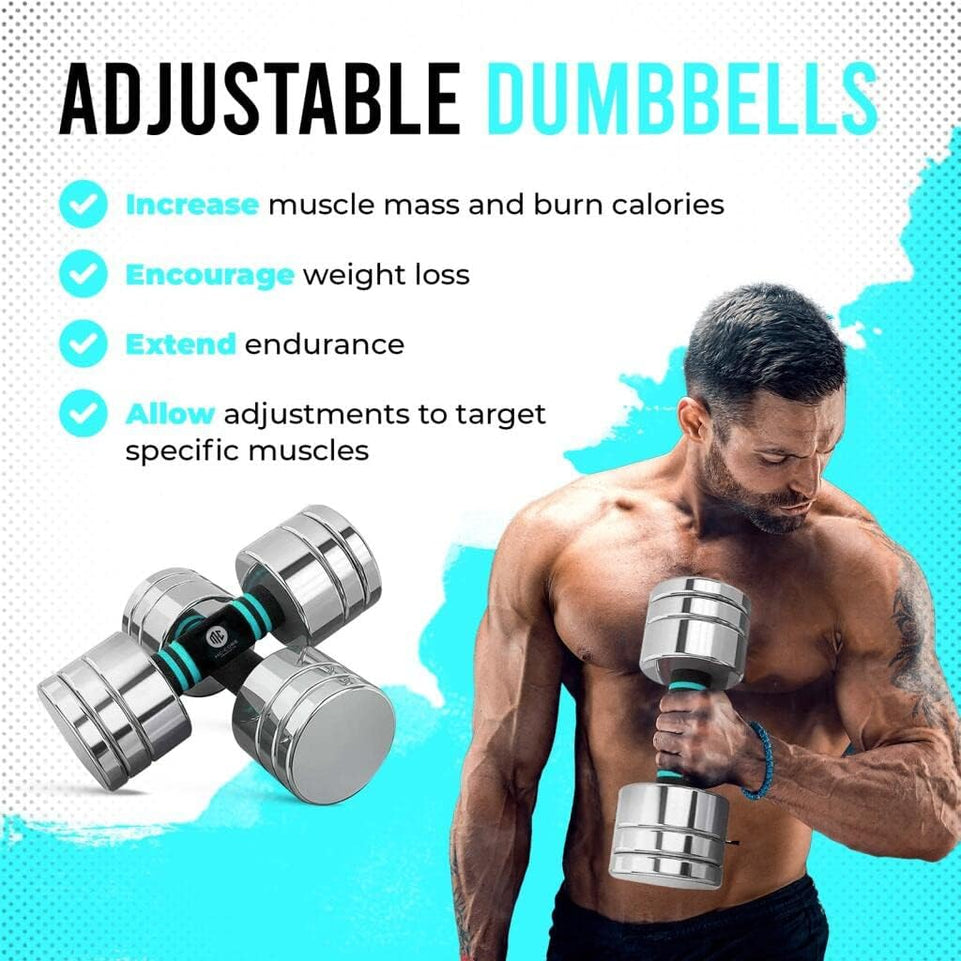 Mc-Core Products Blue Mccore Adjustable Dumbbell Set - 11 22 Lbs Dumbbells, Weights for Home or Office Use, Portable Sets, Soft Grip Weight Comfort, Dumbbells Set | Blue Dumb Bells