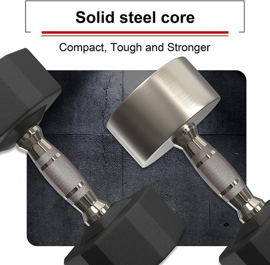 Rubber Coated Dumbbells Hex Dumbbells Set Dumbbell Weights Hand Weight Fitness Training Exercise Body Strength Lifting Equipment (Pair or Single)