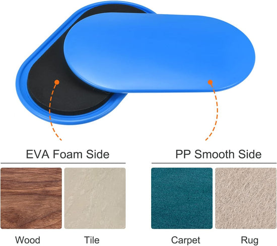 Exercise Core Sliders, Oval Glider Discs with Feet Covers, Dual Sided Usage in Home Gym for Full Body Workout