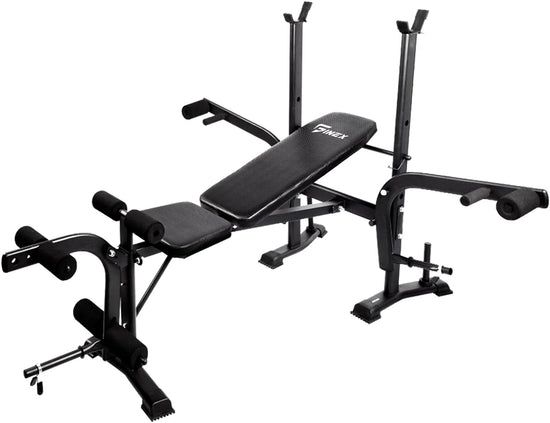 Olympic Weight Bench with Squat Rack - Foldable Bench Press with Leg Developer, Multi-Station Exercise Strength Training Workout Bench for Home Gym, 250KG Weight Capacity