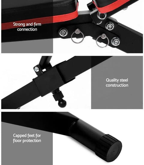 Weight Bench Multi Station Press Barbell Home Gym FID Chair Flat Incline Decline Toning Exercise Equipment Military Row Leg Extension Preacher Curl