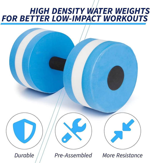 Aquatic Dumbells Set of 2 Water Dumbells Pool Resistance Water Weight Water Aerobics High-Density Eva-Foam Pool Fitness