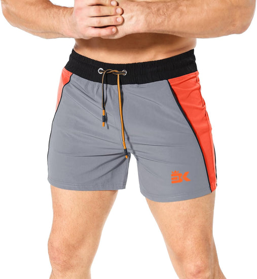 Men'S Gym Sport Shorts, Lightweight Workout Fitness Running Shorts 5" Quick Dry Exercise Bodybuilding Shorts Zip Pocket