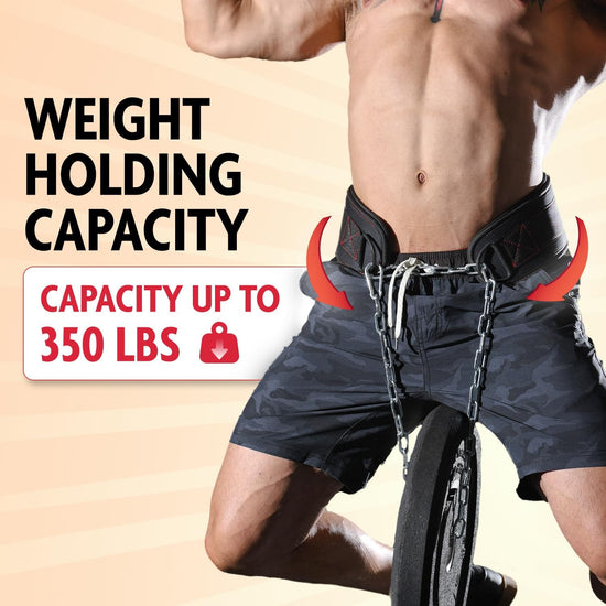Dmoose Dip Belt with Chain for Pull Ups, Training, Weightlifting, Powerlifting and Bodybuilding Workouts, 36 Inches Heavy Duty Steel Lifting Chain, Comfortable Dip Belt with Neoprene Back Support