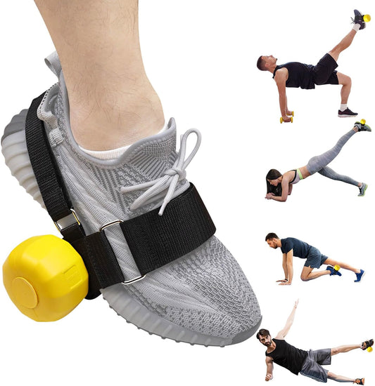 Monkeyfeet Dumbbell Attachment - Foot Weights for Exercise, Tibialis Trainer, Leg Workouts - Adjustable Ankle Weights & Ankle Straps for Weight Lifting - Home Gym Equipment for Leg Extensions,