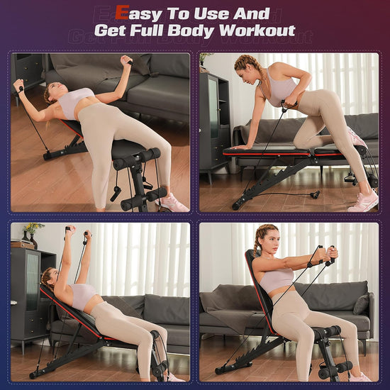 Adjustable Weight Bench, Utility Gym Bench for Full Body Workout, Multi-Purpose Foldable Incline Decline Benchs - 2019 Version