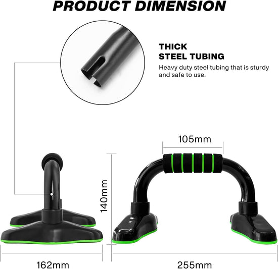 METEOR Essential Push up Bars - Non-Slip Foam Grip Handles for Chest Press, Home Gym Strength Training, and Fitness Exercise (1Pair)