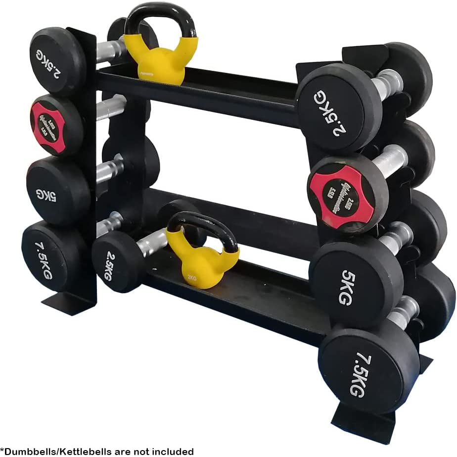 Compact Solid Metal Kettlebell Dumbbell Rack Storage Stand Home Gym Black 200KG