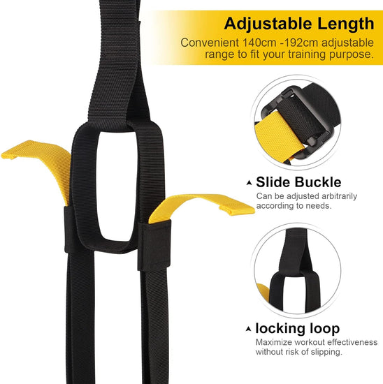 Suspension Trainer Resistance System Training Kit Bodyweight Workouts for Home, Travel, and Outdoors, Build Muscle, Burn Fat, Improve Cardio