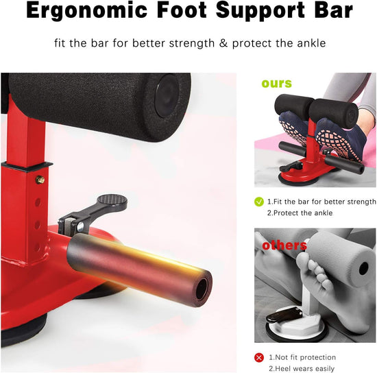 Sit up Bar for Floor Sit up Assistant Device - Portable Adjustable Situp Foot Holder - Abs Master Pro - Sit-Up Exercise Equipment with 2 Strong Suction Cups and 4 Positions