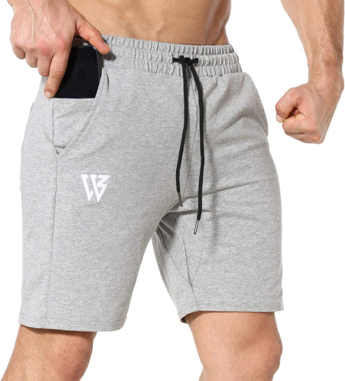 Mens Gym Running Shorts, Workout Athletic Bodybuilding Fitness Shorts with Zip Pockets