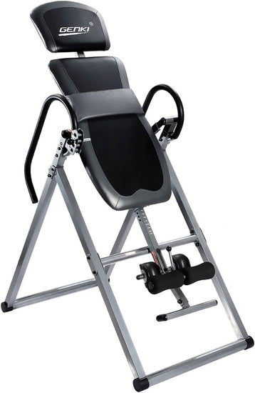 Gravity Inversion Table Heavy Duty Back Stretcher Back Pain Inverter W/Pvc Belt Home Gym Machine Fitness Height Adjustable