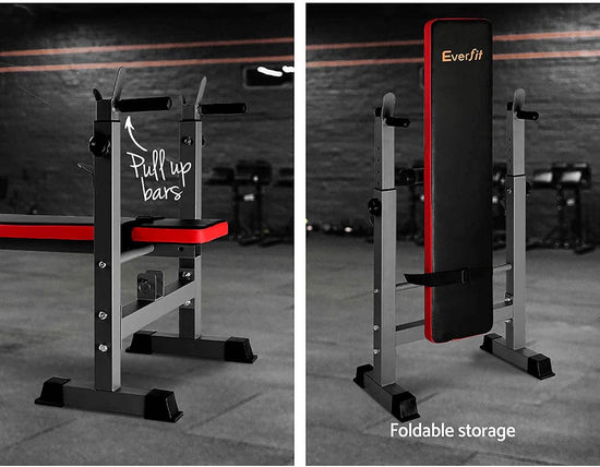 Weight Bench Multi Station Press Barbell Home Gym FID Chair Flat Incline Decline Toning Exercise Equipment Military Row Leg Extension Preacher Curl