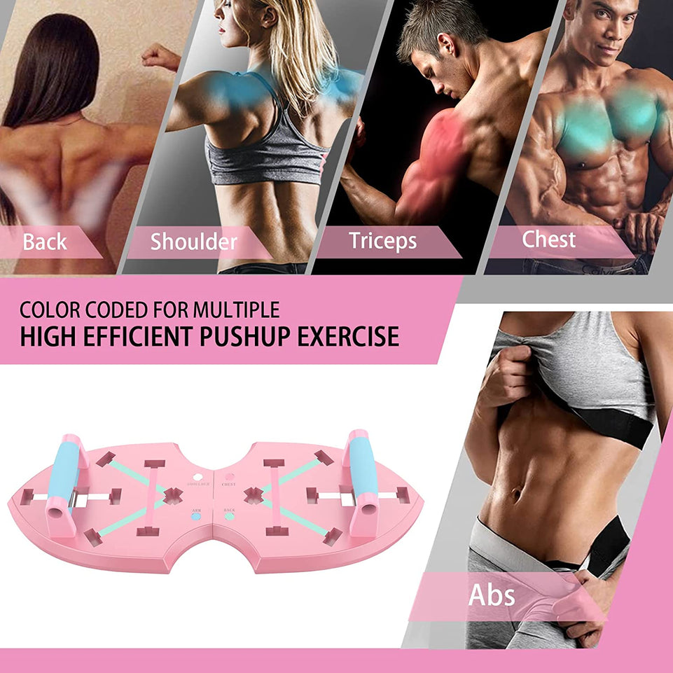 Push up Board, Portable Home Workout Equipment for Women & Men, Core Sliders for Body Toning & Strength Training - Premium Pink Edition