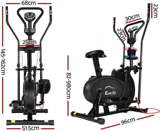Exercise Bike, 6 in 1 Elliptical Cross Trainer Stationary Cardio Training Bicycle Indoor Cycling Gym Equipment Home Workout Lifespan Fitness, 120Kg Capacity Multi-Functional Black