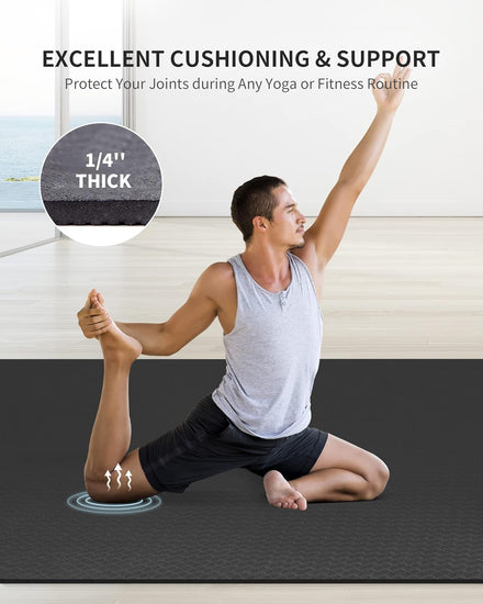 Large Yoga Mat (183 X 114Cm; 6Mm Thick) Extra Wide Workout Mat for Men and Women, Yoga Mat Thick Exercise Mats for Home Workout, Yoga, Pilates