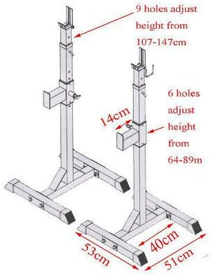 Pair of Adjustable Barbell Squat Rack Stand - High-Quality Olympic Barbell Holder, Power Portable Weight Lifting Standard Barbell Handle for Bench Press, Squats, Overhead Press Fitness Gym Exercise Equipment