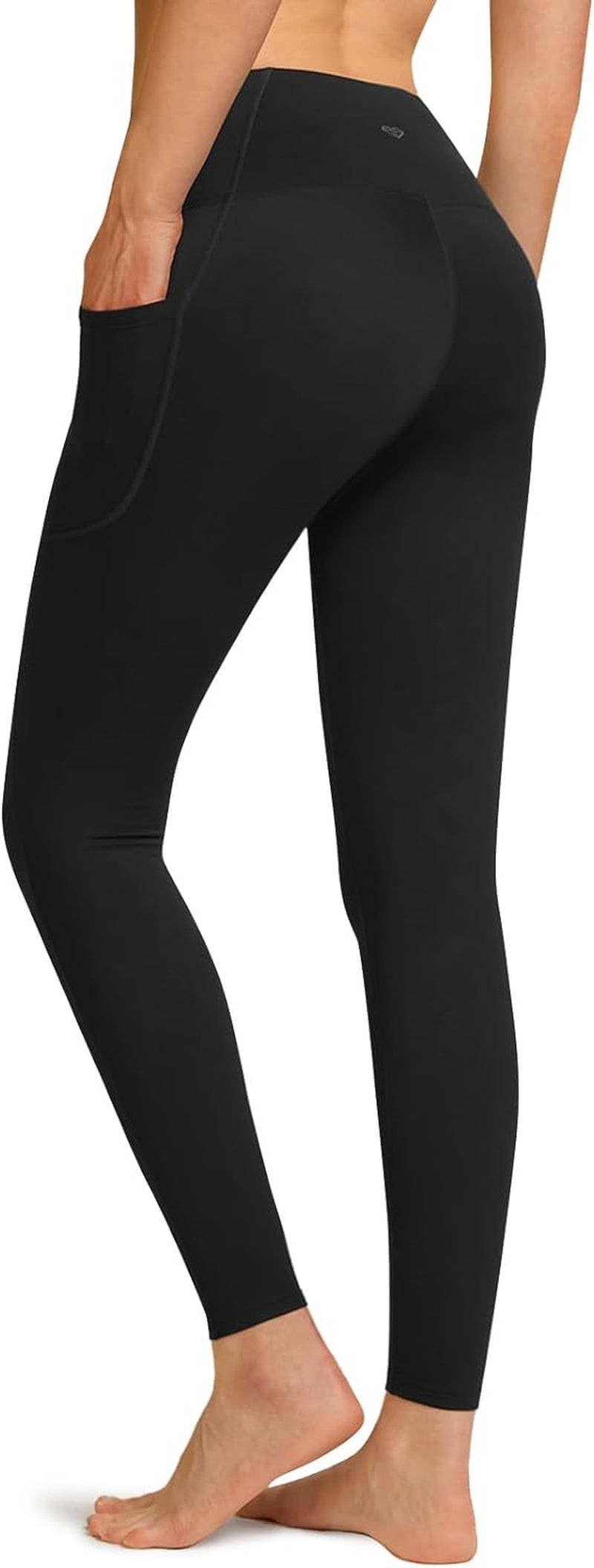 Women'S Thermal Tummy Control Yoga Pants with Pockets, High Waist Warm Fleece Lined Leggings, Winter Workout Running Tights
