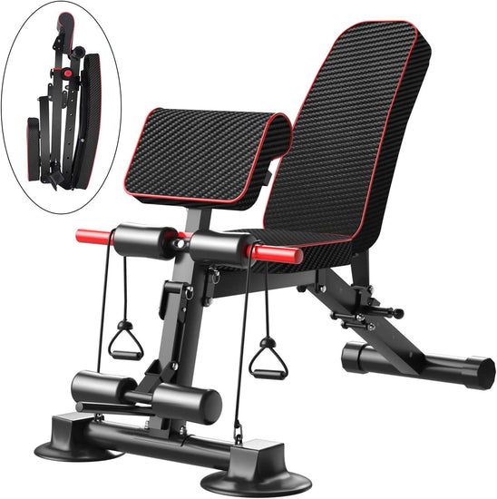 Adjustable Weight Bench - Utility Weight Benches for Full Body Workout, Foldable Flat/Incline/Decline Exercise Multi-Purpose Bench for Home Gym