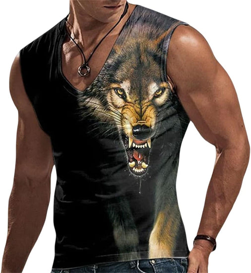 Mens Tank Tops Gym Workout Sleeveless Muscle Tee V-Neck Summer Beach T-Shirts Novelty Graphic Vest Sports Underwear