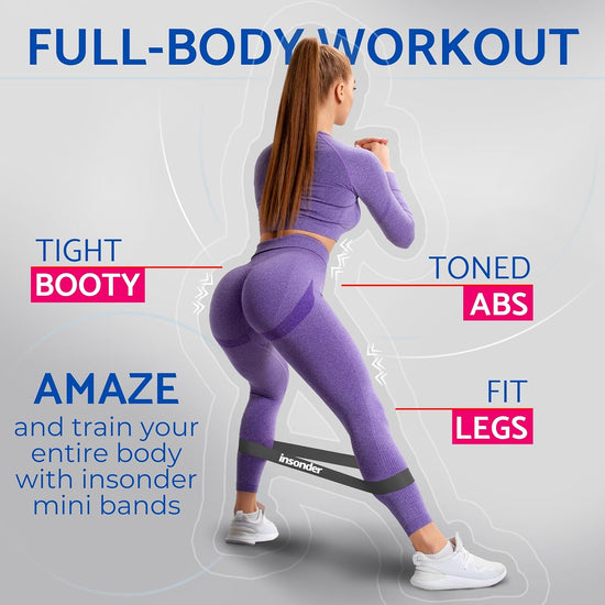 Resistance Bands Set - Skin Friendly Loop Bands with Workout Guide - Great for Exercise of Glutes Legs Thigh Fitness Physical Therapy Pilates
