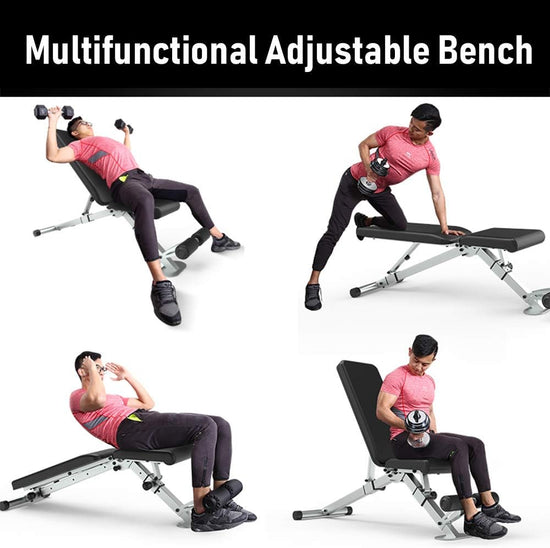 Adjustable Weight Bench Foldable Workout Exercise Bench with Automatic Lock for Upright Incline Decline and Flat Full Body Exercise