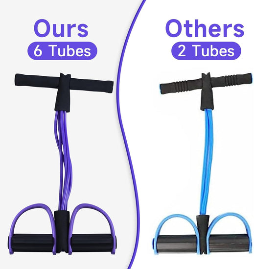 Multi-Function Tension Rope, 6-Tube Elastic Yoga Pedal Puller Resistance Band with Handles, Natural Latex Sit up Exercise Equipment Home Gym Tummy Trainer for Men Women