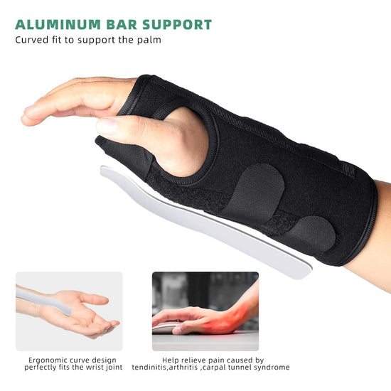 Wrist Brace, Carpal Tunnel Splint with Three Metal Support Strip for Tendonitis Arthritis Pain Relief for Men and Women [1Pcs] (Left Hand)