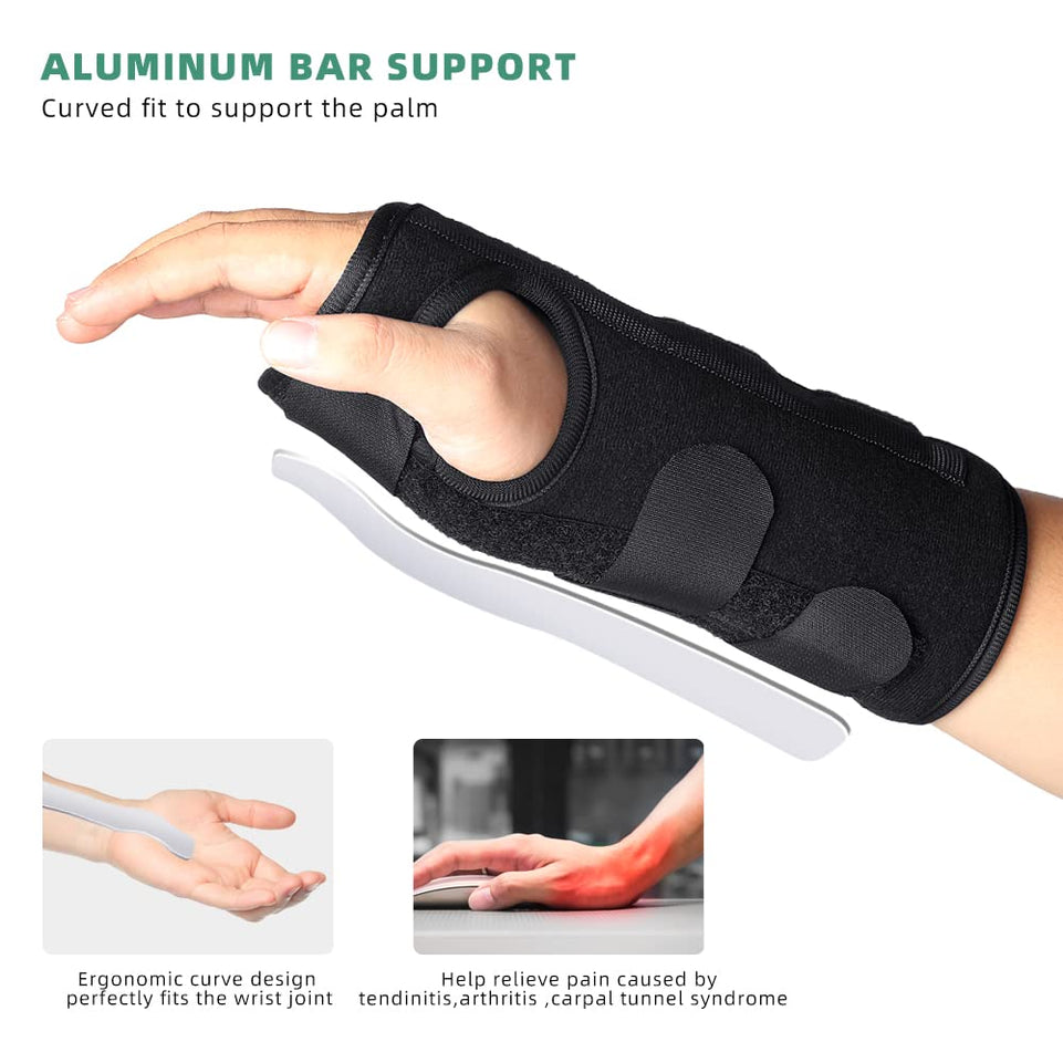 Wrist Brace, Carpal Tunnel Splint with Three Metal Support Strip for Tendonitis Arthritis Pain Relief for Men and Women [1Pcs] (Left Hand)