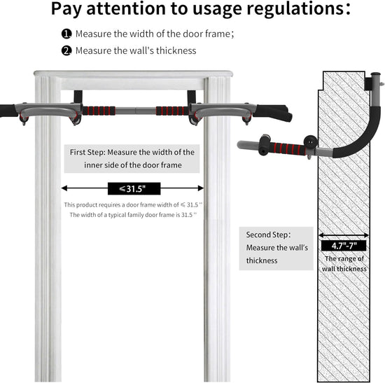 Pull-Up Bar for Door Frame Adjustable Portable Upper Body Fitness Workout for Home Gyms