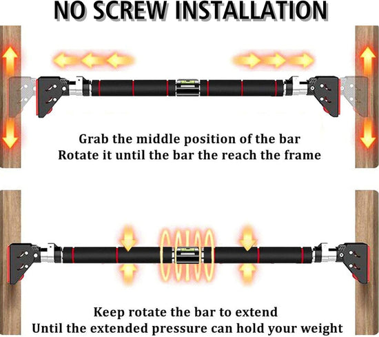 Pull up Bar No Screw Installation Doorway Chin up Bar Adjustable Width Locking Mechanism Fitness Workout Bar Home Gym Equipment