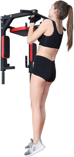 Pull up Bar and Dip Station by  Heavy Duty Wall Mounted Multi Grip Chip up Bar and Dip Bar for Home Gym Body Weight Exercise and Strength Training